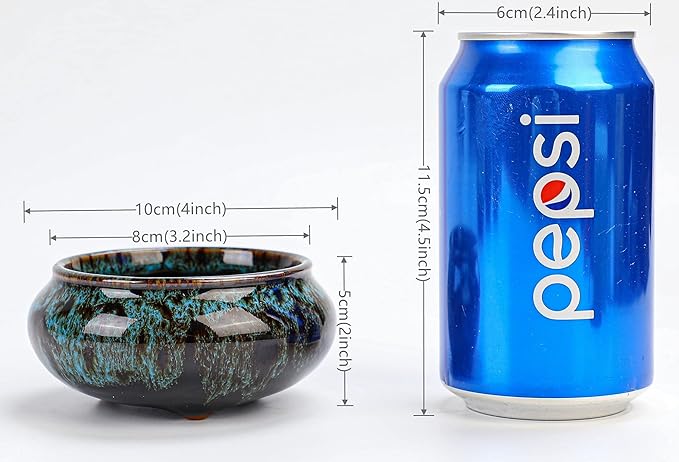 Cute Ceramic Succulent Garden Pots, Planter with Drainage and Attached Saucer, Set of 5 -Plants Not Included (Burner)