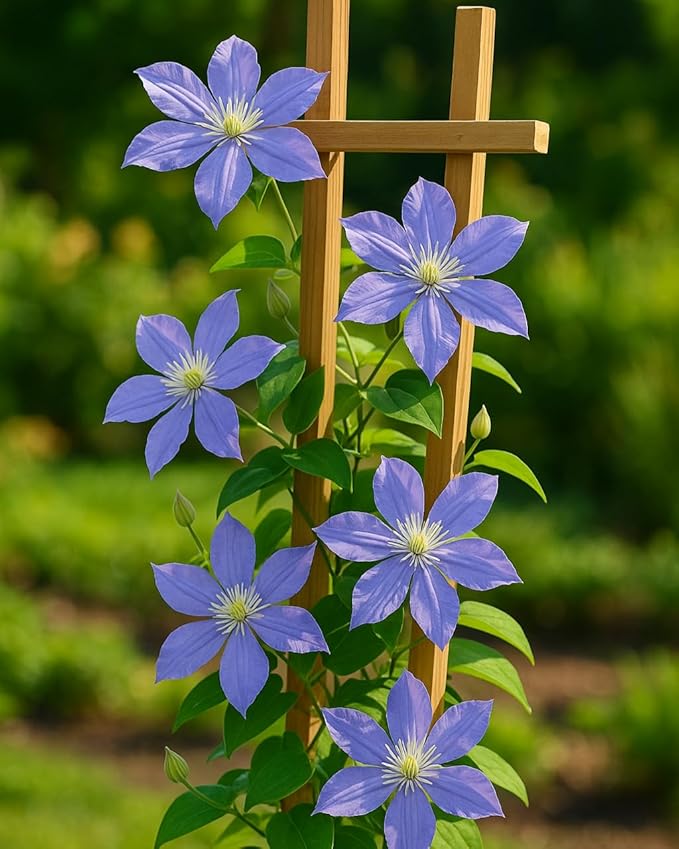 Perennial Farm Clematis 'Arabella' Hybrid – Live Flowering Vine in 4 Quart Container, Violet-Blue Bell-Shaped Blooms, Long Blooming, Non-Clinging Climber, Ideal for Trellises, Arches & Containers