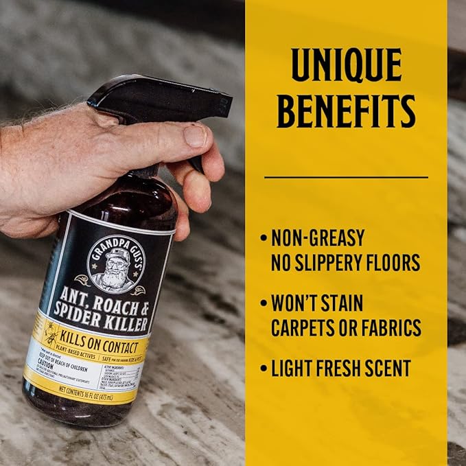Grandpa Gus's Natural Spider and Insect Control Bundle - Non-Toxic Ant, Roach & Spider Killer Spray (16 oz) with Spider Repellent Pouches (10 Pouches), Safe Home and RV Pest Solution