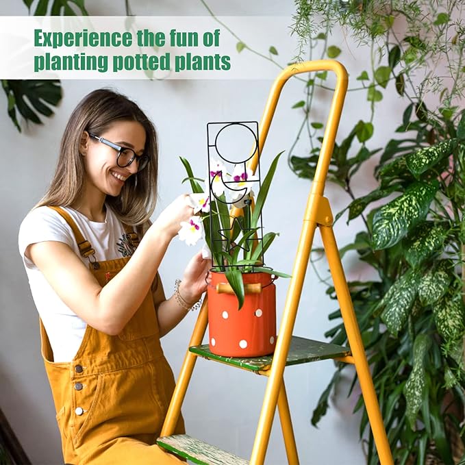 Plant Trellis for Climbing Plants Indoor, 15.94Inch Small Garden Metal Houseplant Trellis for Potted Plants Outdoor with 4 Patterns for Vine Ivy Flower Plant Support Lover Gifts Lattice