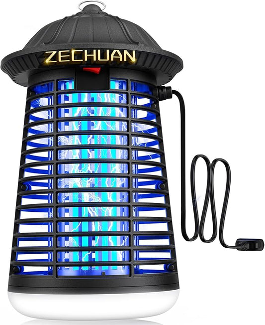 Bug Zapper Indoor Outdoor with LED Light, ZECHUAN Mosquito Killer Lantern, Electronic Fly Trap Insect Killer for Home, Backyard, Patio, Garden