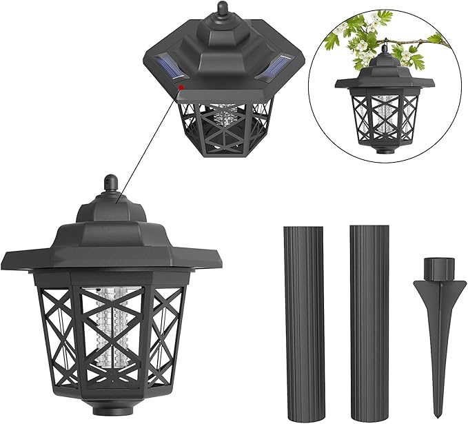 2 Pcs Solar Bug Zappers Outdoor Waterproof LED Solar Mosquito Zappers Solar Powered Mosquito Killer Light Lamp for Indoor and Outdoor Use