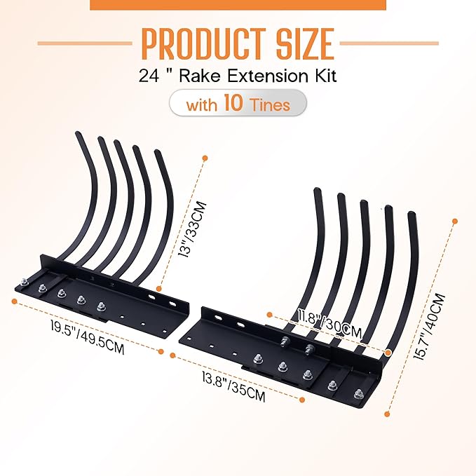 Specraft Tow Behind Landscape Rake Extension Kit, 2 Pack Width Expander with Heavy Duty Steel Tines, Increases Working Width for ATV, Tractor Rakes