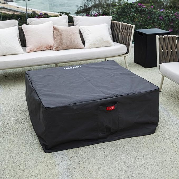 Roraima Concrete Fire Pit 40" x 40" Patio Firepit Includes Fire Glass Modern Fire Pits & Outdoor Fireplaces for Garden, Deck, Indoor & Outdoor Heating