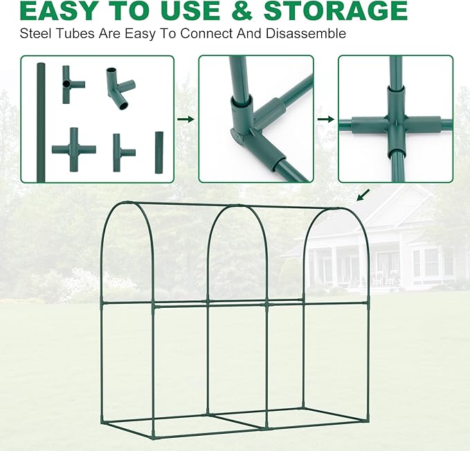 Crop Cages for Garden Plant, 6.6x3.3x6 Ft Plant Protection Tent with Zippered Door, Raised Bed Cover, Garden Bed Cover with Frame, Wind-Resistant Plant Cages for Outdoor Plants Vegetable Flower