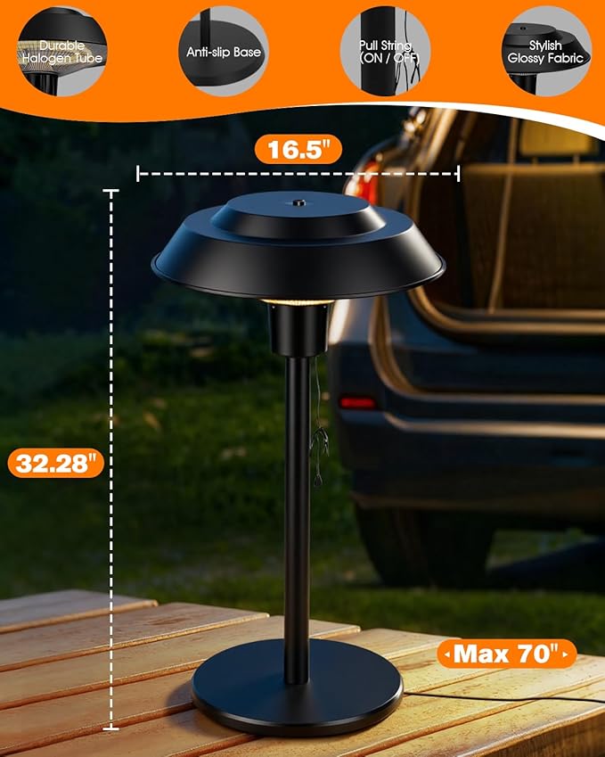 Electric Patio Outdoor Heater, 600W/900W/1500W Infrared Tabletop Heaters for Indoor Oudoor Use, IP55 Waterproof, Tip-over & Overheating Protection, Perfect for Garden, Balcony, Garage, Backyard