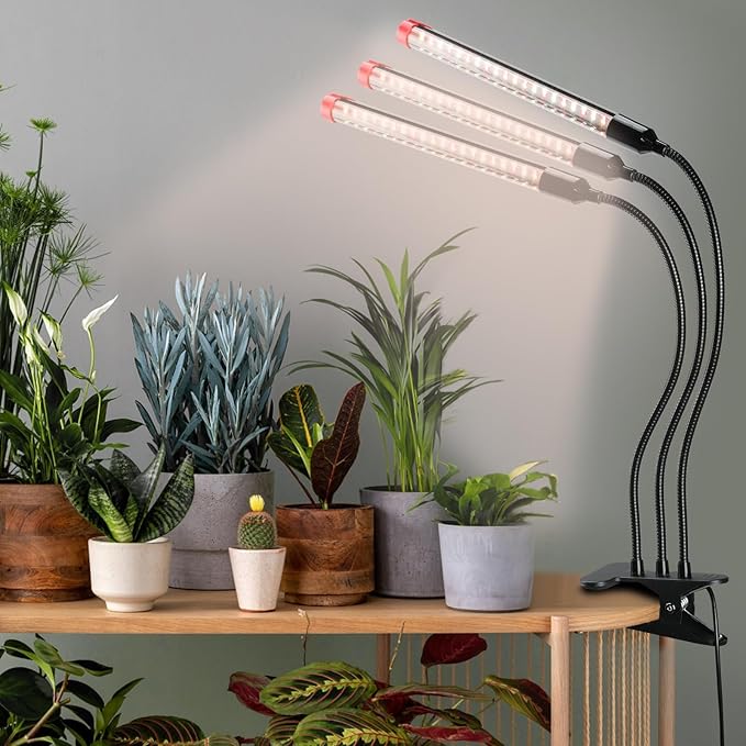Gamechanger! 27W Power Home Plug, NOT 10W Adapter, FECiDA 3Head Clip Grow Lights for Seed Starting with Timer, Enough Bright Like Sun Full Spectrum Grow Lights for Indoor Plants, Bonsai, Seedlings