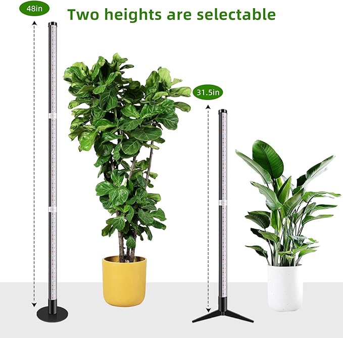 Standing Grow Light with 3 Light Modes & Timer – 48 Inch Vertical Grow Lights for Indoor Plants, Full Spectrum Floor Grow Light with Timer, Tall Grow Lights for Indoor Plants