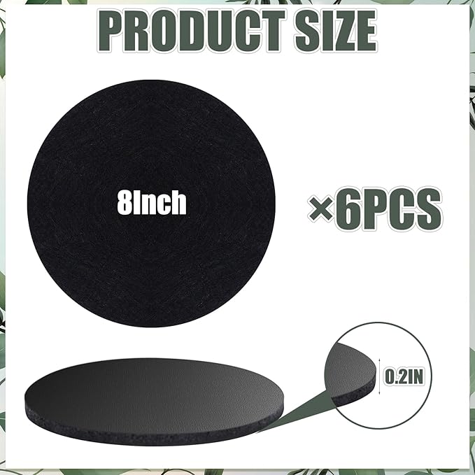 Plant Coaster Mat Reversible(Fabric/Leather),6Pcs Plant Coasters for House Plants Indoor & Outdoor,Household Products Absorbent/Waterproof(8inch)