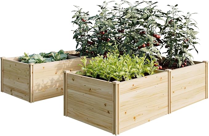 PaPaJet Wooden Raised Garden Bed, Large Deep Planter Box for Outdoor Gardening, Vegetables, Flowers, and Herbs, 7.5×6.0×1.6FT