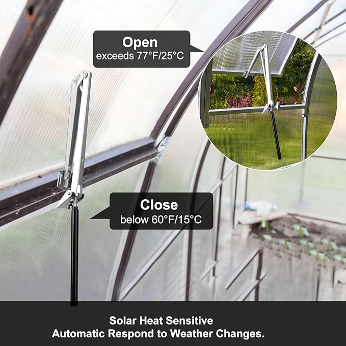 Auto Roof Vent Opener 2PCS Greenhouse Automatic Vent Window Opener Greenhouse Accessories Solar Heat Sensitive Auto Vent Kit Gardening Tools for Ventilation