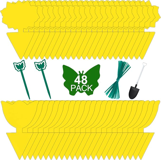 48 Pack Fruit Fly Traps for Indoors Plants Fungus Gnat Killer Trap Outdoor, Sticky Fly Catcher for House Outdoor, Flying Insects, Fungus Gnats, Flies