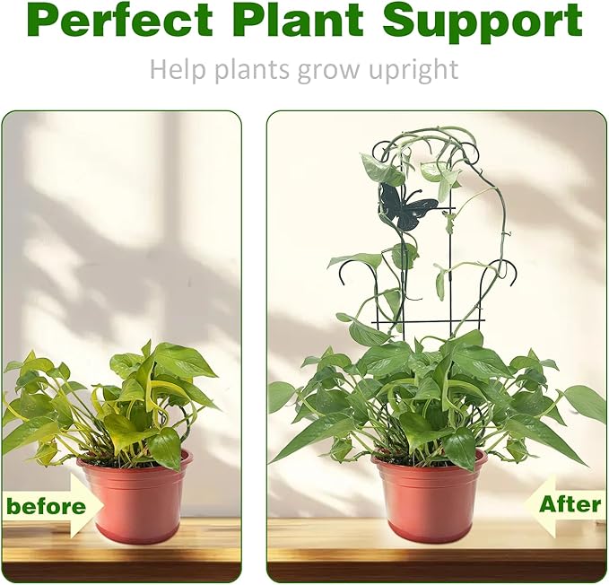 23 Inch Plant Trellis for Climbing Plants Indoor, Sturdy Metal Houseplant Trellis for Potted Plants, Rust-Resistant Plant Support for Monstera Pothos Ivy, Outdoor Garden Trellis 4 Pack