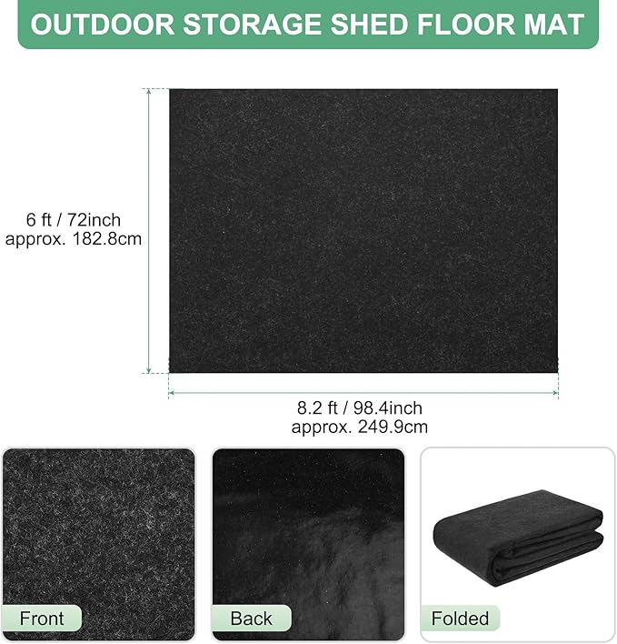 Outdoor Storage Shed Mat, 6x8.2 FT Waterproof Small Shed Flooring Mat for Patio Furniture Floor Protecting from Wear/Liquid/Dust/Oil, Non-Slip Carport Pad [Grey]