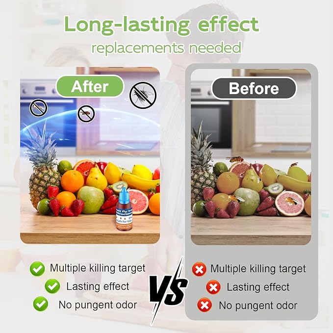 Fruit Fly Trap Refill Liquid Only, 2024 Upgrade Traps for Indoors, Efficient Gnat Killer Indoor, Fruit Bait Home, Kitchen (8, Blue)