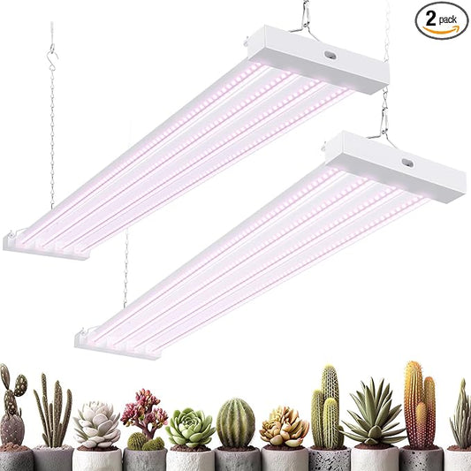 Barrina TX-L63 3FT LED Grow Light, 126W (2 x 63W), 4 Panels Wider Coverage, Full Spectrum, High PPFD, Super Bright, Linkable, Hanging Fixture, Plant Stand with Grow Light for Indoor Seeding, 2 Packs