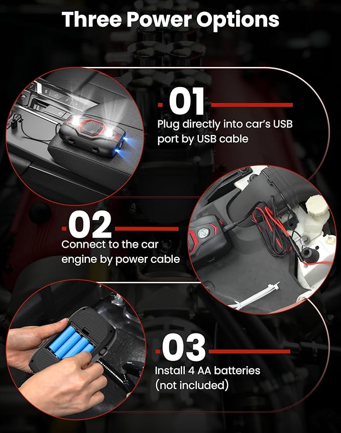 Ultrasonic Rodent Repellent for Car Engines, Under Hood Mouse Repellent with 4 LED Strobe Lights, USB Powered, Keep Rats, Mice and Squirrels Away from Vehicles, RVs, Garages, Attics (1, Black)