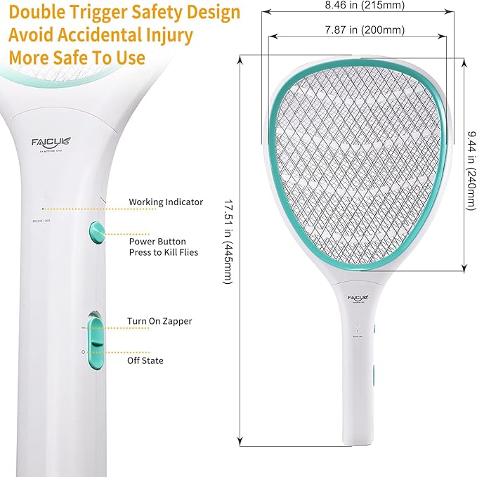Faicuk Handheld Bug Zapper Racket Electric Fly Swatter