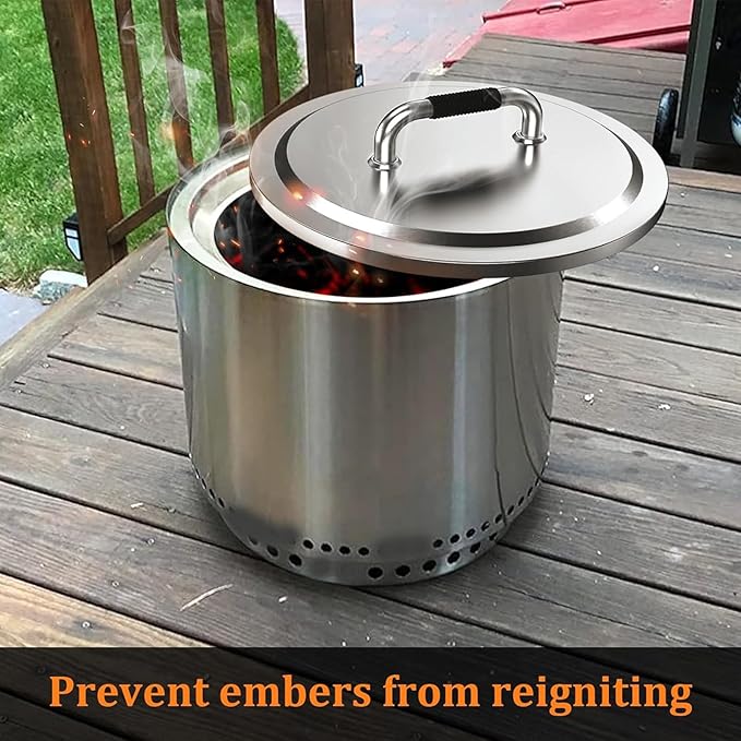Heat Deflector and Fire Pit Lid for Solo Stove Bonfire 19.5", 304 Stainless Steel,Portable Heat Diffuser with Handle&Leg,Fire Pits Round Lid for Solo Stove Bonfire/Other 19.5" Outdoor Firepit