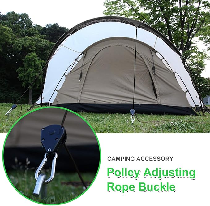 Rope Clip Hanger, 12 Packs 1/8 in Reinforced Adjustable Height Anti-Loose Design Gears Clip for Growing Light Fixtures, Hanging Plants, 8 FT Length 150lbs Weight Capacity