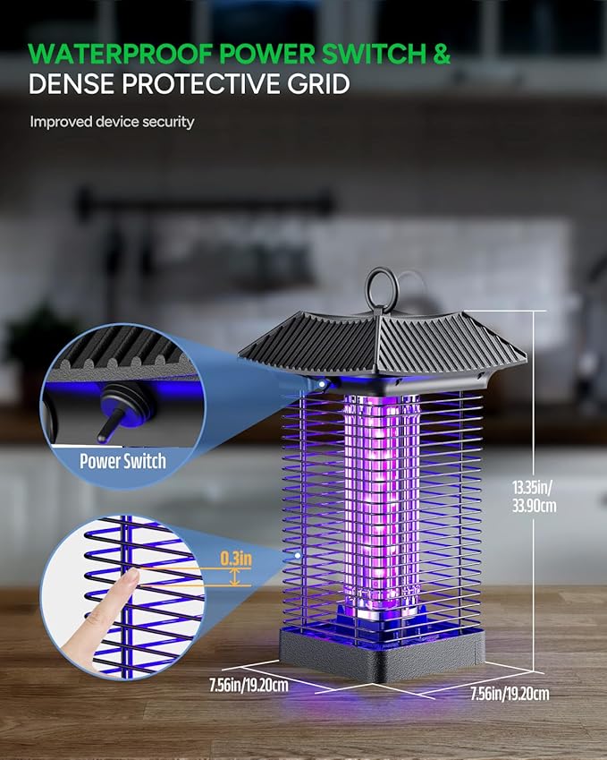 Buzbug LED Bug Zapper Indoor Outdoor, Durable 10 Years Lifespan Lamp, Sustainable Less Power, 6.5ft Power Cord, High-Voltage Mosquito Zapper, Fly Trap Mosquito Trap, Fly Killer Fly Zapper