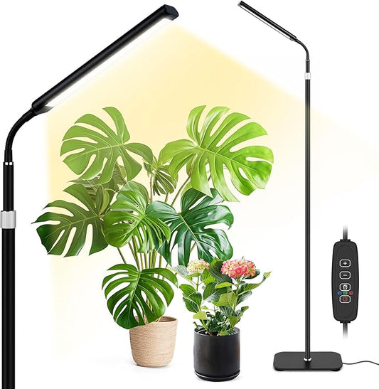 Grow Lights for Indoor Plants, Full Spectrum with High Aluminum Stand,31.5-63in Height Adjustable,cAuto Timer, Flexible Gooseneck,10-Level Dimmable, Floor Lamp for Small Tall Large Plant Growth