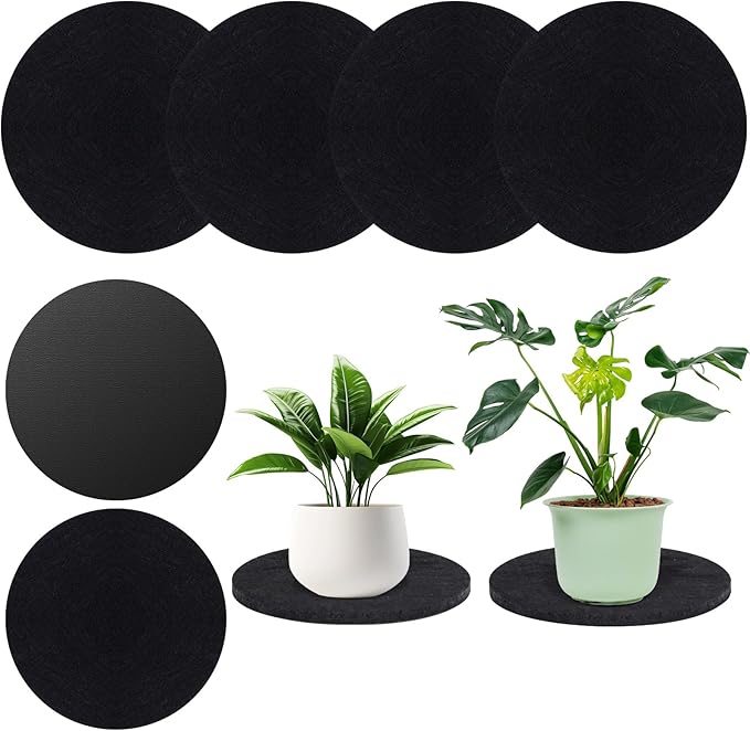 Plant Coaster Mat Reversible(Fabric/Leather),6Pcs Plant Coasters for House Plants Indoor & Outdoor,Household Products Absorbent/Waterproof(8inch)