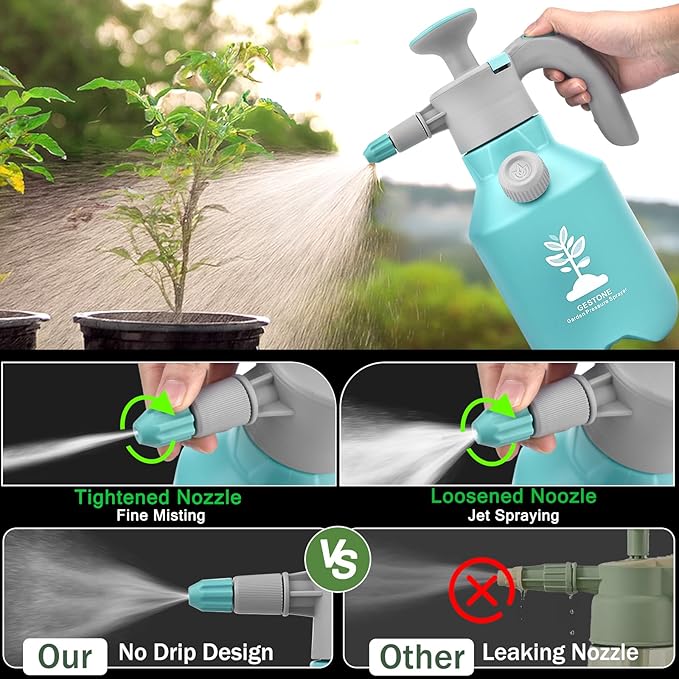 Garden Hand Pump Sprayer 1/2 Gallon Pump,68 Oz Handheld Pressure Sprayer with Safety Valve,Adjustable Nozzle,360° Extended Spray Rod,Ideal for Plants Watering, Fertilizing,Cleaning (68ounce)