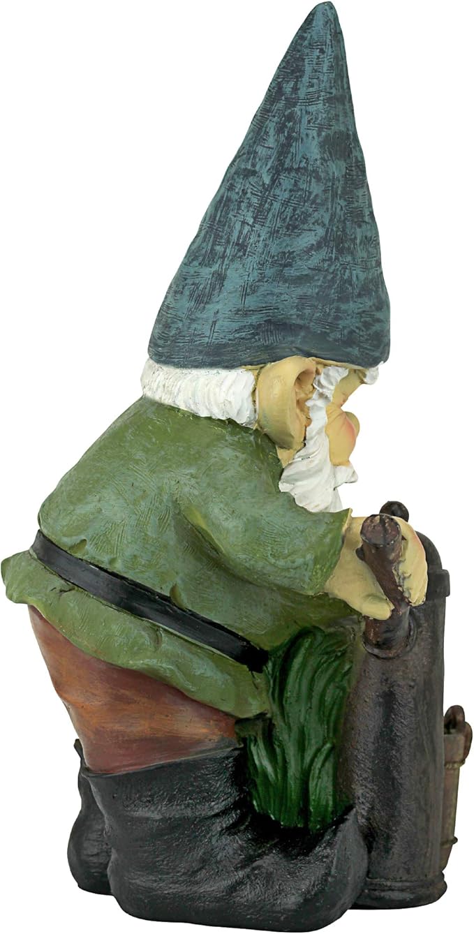 Design Toscano Garden Gnome Statue - Water Pump Pete Garden Gnome - Lawn Gnome Full Color