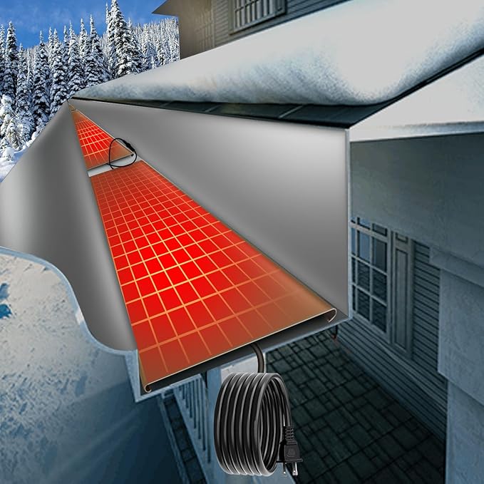 H&G lifestyles 24ft Gutter Heater for Roof,Prevent Ice Dams for Roofs and Gutters, Aluminum Panels with Self-Regulating Heating Cable, Freeze Protection for Gutter Valley, Easy to Install,12pcs