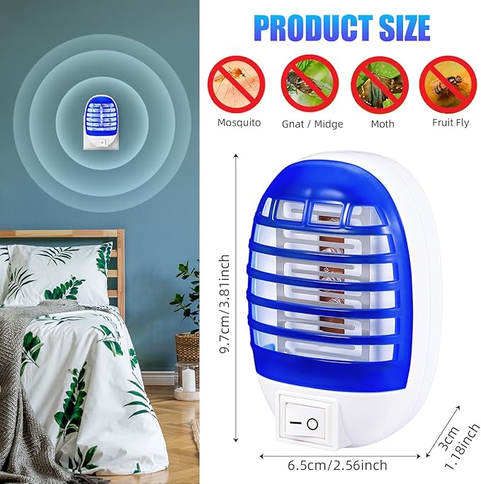 Indoor Bug Zapper Plug in, Electronic Mosquito Zapper Ultimate Fly Zapper Lamp for Bug Insect for Home,Bedroom, Living Room,Office Insect Trap, Pack of 4, Blue ﻿