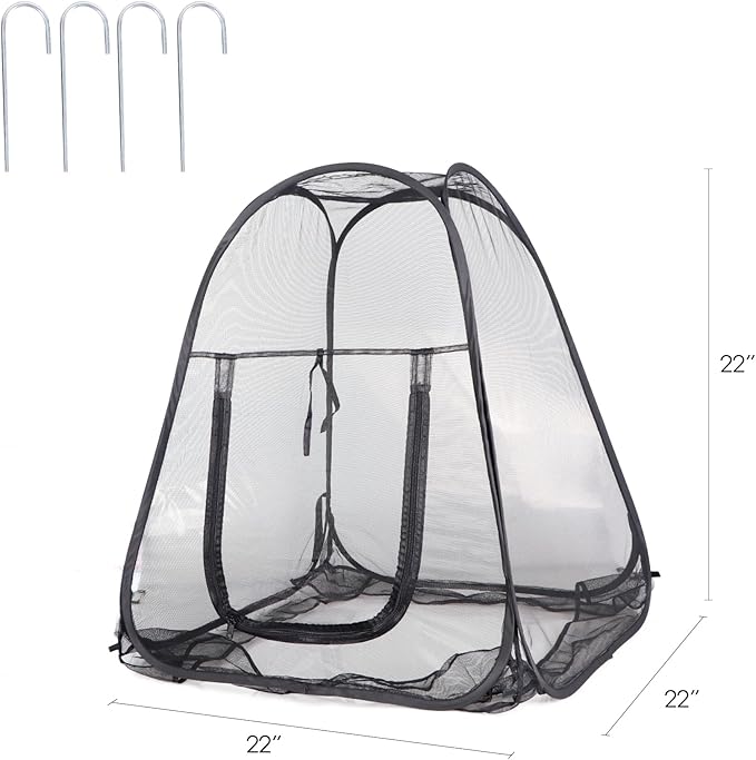 Mesh Plant Cover from Animals, Plant Netting Pest Guard Cover, Plant Tent Cage Pop-up with 4 Stakes for Vegetables, Fruits, Flowers, 28 x 28 x 32 Inches