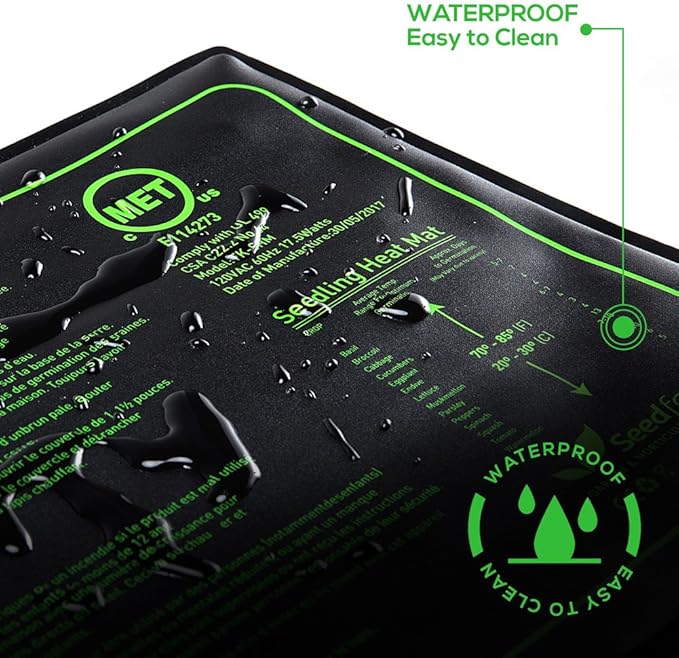 MET Certified Seedling Heat Mat, Seedfactor Waterproof Durable Germination Station Heat Mat, Warm Hydroponic Heating Pad for Indoor Home Gardening Seed Starter(10" x 20")