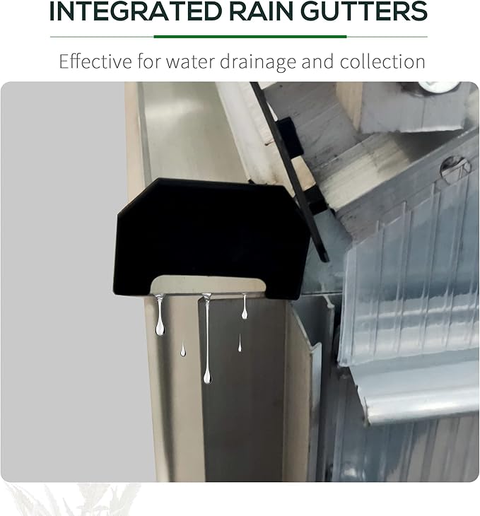 Outsunny 8' x 6' x 6.5' Polycarbonate Greenhouse with Aluminum Frame, Walk-in Heavy Duty Greenhouse with Adjustable Roof Vent, Rain Gutter and Sliding Door for Winter, Silver