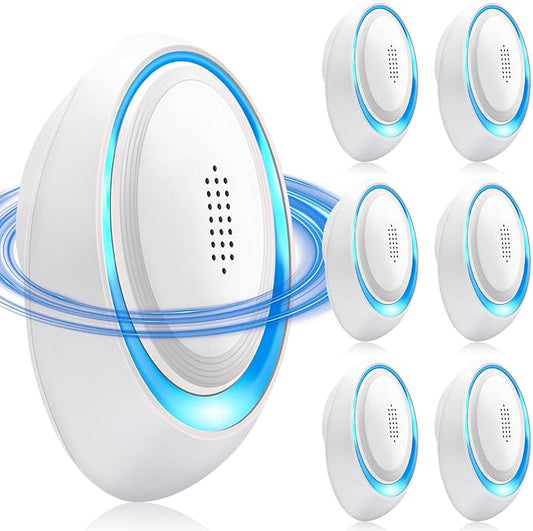 2025 Upgraded Ultrasonic Pest Repeller Indoor Ultrasonic Repellent, Mouse Repellent for Roach, Rodent, Mouse, Mosquito, Mice, Spider, Ant, Bugs Electronic Plug-in Pest Control 6 Pack（White）