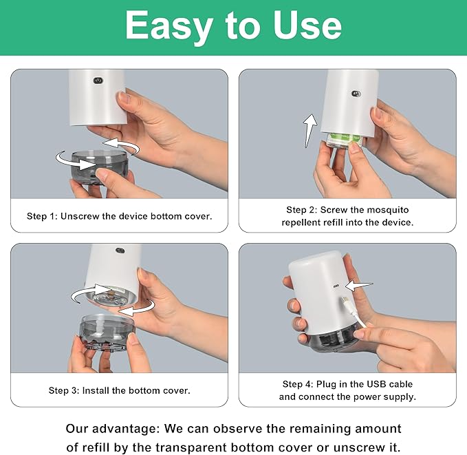 Mosquito Repeller, USB Electronic Mosquito Repeller Indoor Use, Includes 280 Hr Repellent Refill for Home, Bedroom, Office