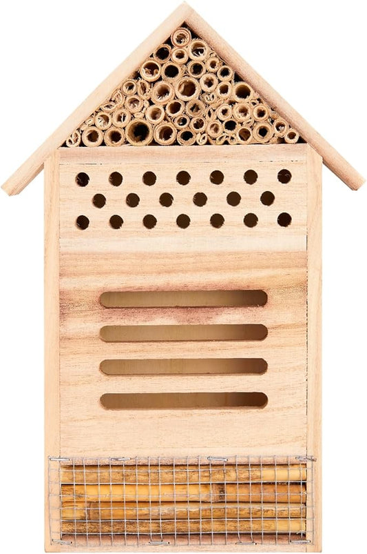 Wooden Insect House Hotel for Bee, Butterfly, Ladybirds, Beneficial Insect Habitat, Bug Hotel Garden 11.7" x 7.7" (A)