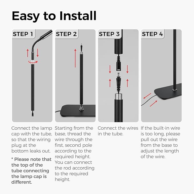 Grow Light for Indoor Plants,Full Spectrum LED Lights with 63in Height Extendable,10-Level Dimmable,Floor Growing Lamp Auto Timer,Height Adjustable Gooseneck for Tall Small Plant Growth