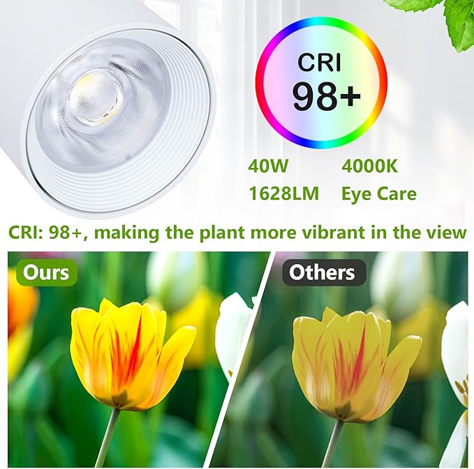 HMVPL 40W Grow Lights Stand for Indoor Plants Full Spectrum, Standing Plant Light for Indoor Growing with COB Plant Light Bulb, 4/8/12H Timer, Tall Growth Floor Lamp for Large Plant (6 Level Height)