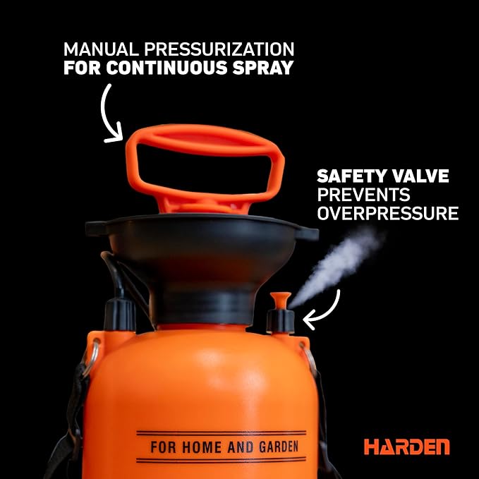 1 Gallon Pump Sprayer - Garden & Lawn Care for Weeds Stainless Steel Rod & Brass Nozzle - 1.3 Gallon Total Capacity
