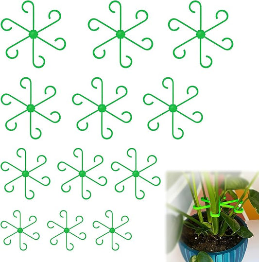 12pcs Climbing Houseplant Stem Supports,Plant stem Support Indoor Outdoor Use,Stem Hook Growth Accessories for Plant Garden, Promotes Upright Growth and Airflow(Green)