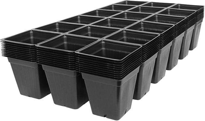 Handy Pantry Black Plastic Garden Tray Inserts - 10 Sheets of 18 Planting Pot Cells Each - 3x6 Configuration - Perforated - Nursery, Greenhouse, Gardening