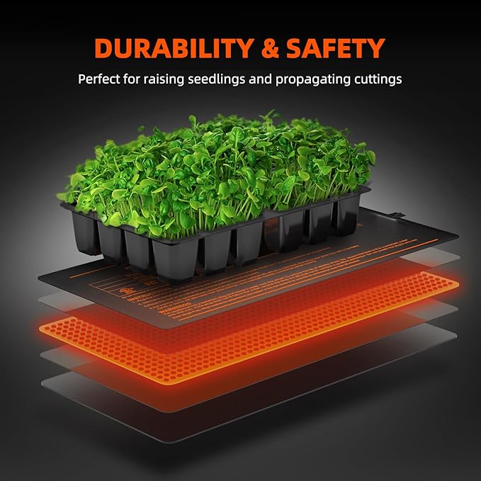 Spider Farmer Seedling Heat Mat 48"x20.75" Waterproof Plant Heating Pad with Built-in Temperature Controller for Indoor Seed Starting Germination Hydroponics Cutting Clone