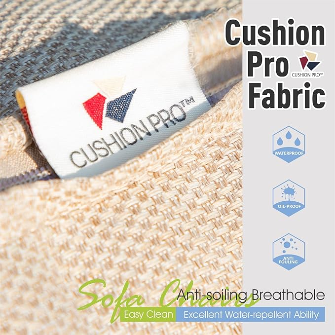 Sophia & William Extra Large Outdoor Patio Sofa Chairs Set 2 PCS Heavy-Duty Porch Furniture with High Back & Deep Seating Area, 5.5" Thicken Cushions for Deck, Lawn, Outside (Beige)