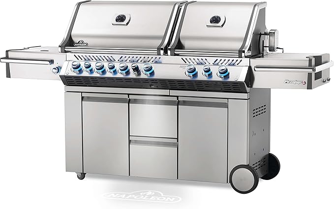 Napoleon PRO825RSBINSS-3 Prestige PRO 825 RSBI Natural Gas Grill, sq.in. + Infrared Rear & Bottom Range Burner, Stainless Steel