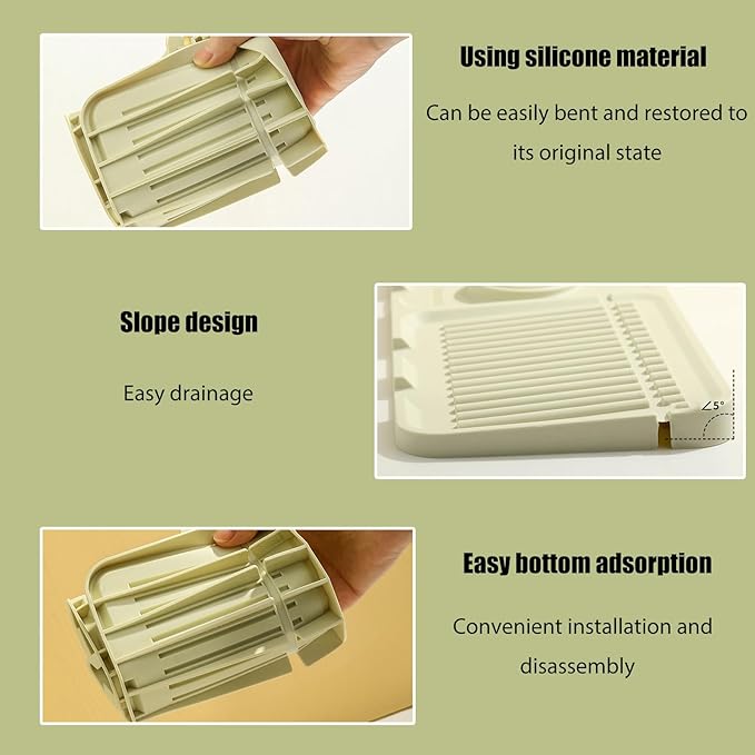 Faucet Mat for Kitchen Sink - 2024 Upgraded Premium Silicone Splash Guard with Fast Drying Properties - Protective Sink Tray Ideal for Stone Sinks in Kitchen & Bathroom (2, Beige)