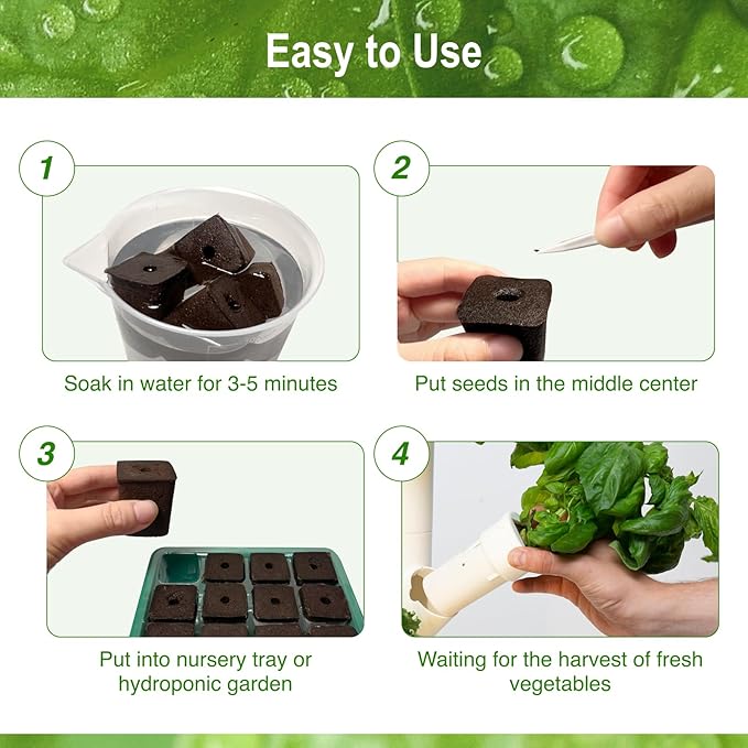 50 Pack Hydroponic Grow Sponges for Gardyn System - Seed Starter Plugs Cubes, Compatible with yCubes, 1.3x1.4x1.1 Inch Media Sponge