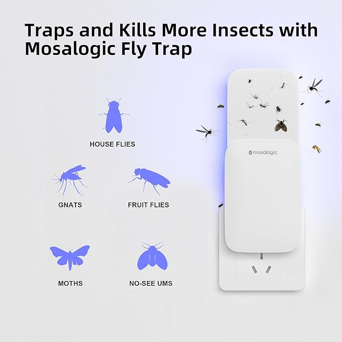Mosalogic Indoor Fly Trap Refill Glue Cards, Double Sided Sticky Cards Replacement for UVLA1001 Fly Insect Trap - 10Pack