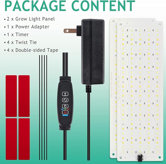 LBW Plant Grow Light, Full Spectrum Plant Light for Indoor Growing, 270 LEDs Growing Lamp with Auto On/Off Timer 4/8/12H, 3 Lighting Modes, 10 Dimmable Levels, 2 Pack