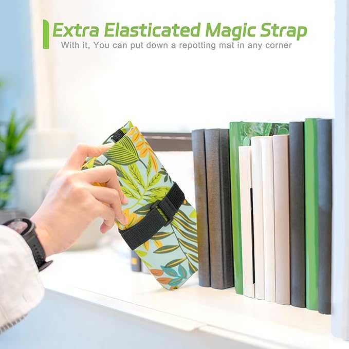 Repotting Mat for Indoor Plants, Foldable Waterproof Plant Potting Soil Mat Tray with 13 Pcs Garden Transplanting Succulent Tools and 30 Pcs Mesh Pads for Outdoor Care (Green)